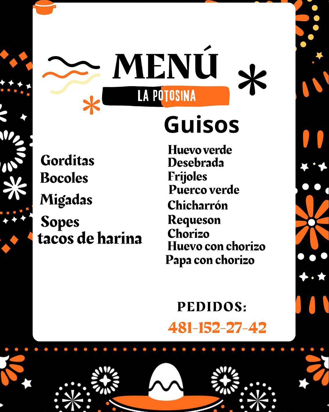 Menú de antojitos y guisos